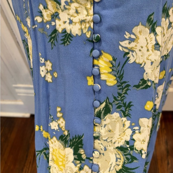 Free People Alora Mini Blue Floral Lace Collar Button Down Boho Dress Sz 2 - Picture 12 of 13